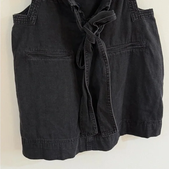Anthropologie Pilcro  Women’s Medium Denim Black Overalls Mini Dress Boho Jean - Picture 10 of 12